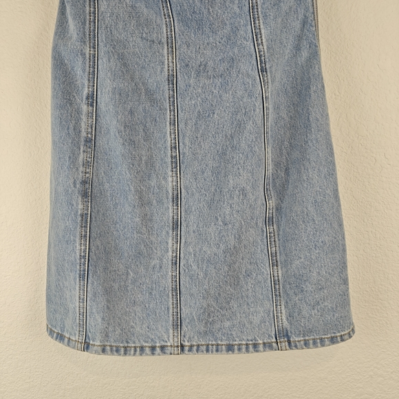 MESHKI Teddi Denim Strapless Mini Bodycon Dress Size LG - Picture 7 of 14